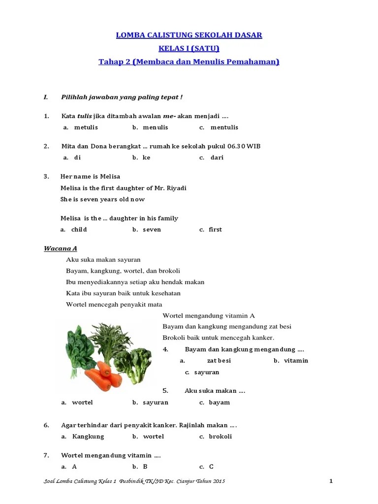 Check spelling or type a new query. Soal Calistung Kelas 1 Tahap 2