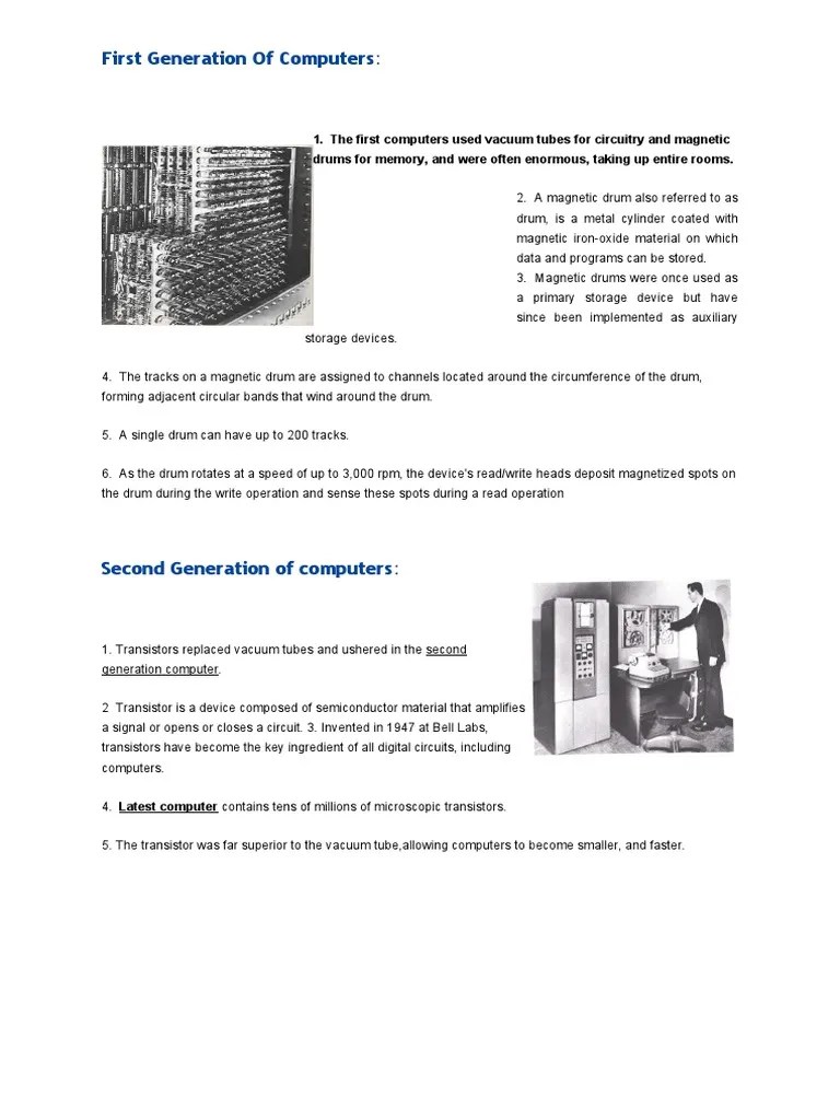 First Generation Of Computers | PDF | Transistor | Electronic Circuits