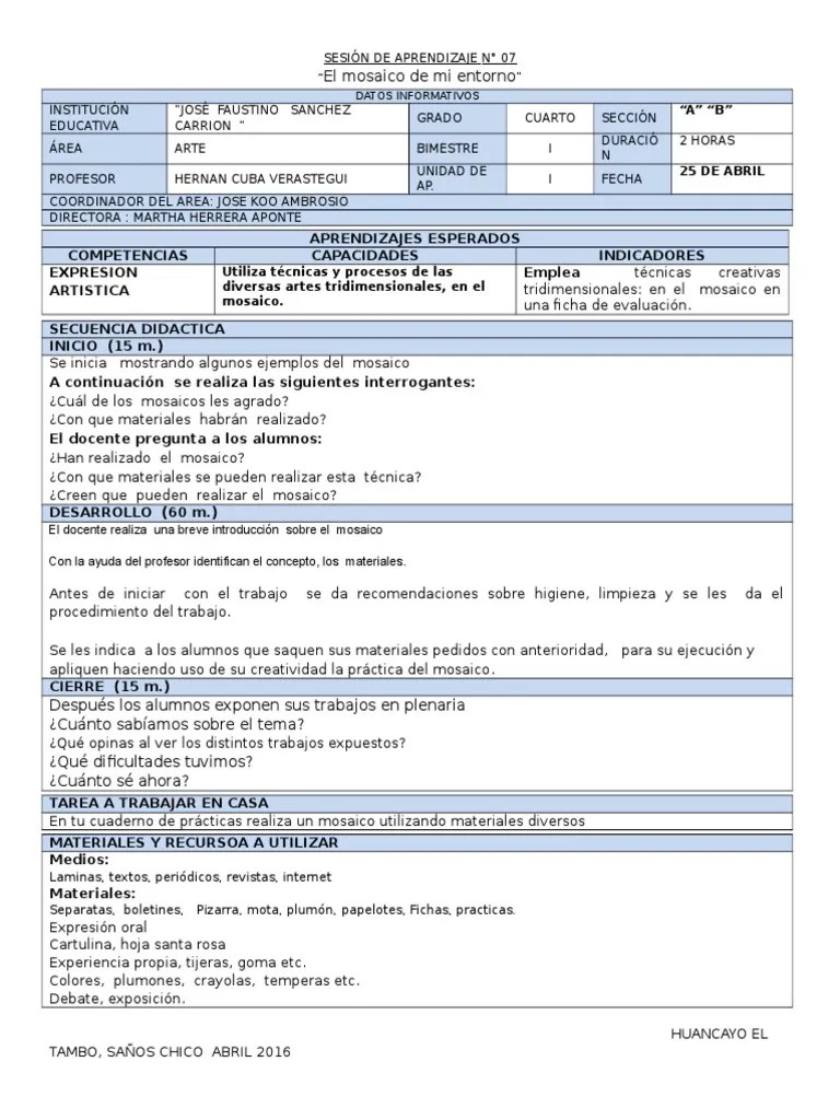 Sesion De Aprendizaje Nro 07 De Artes Visuales 2016 PDF | PDF | Pinturas | Maestros