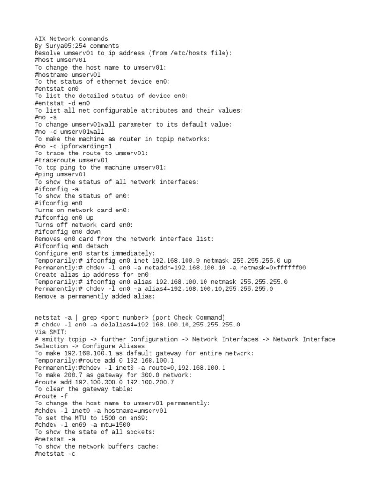AIX Network Command | PDF
