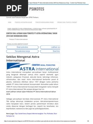 Kisi Kisi Tes Pt Astra Daihatsu Motor Contoh soal psikotes toyota astra motor.
