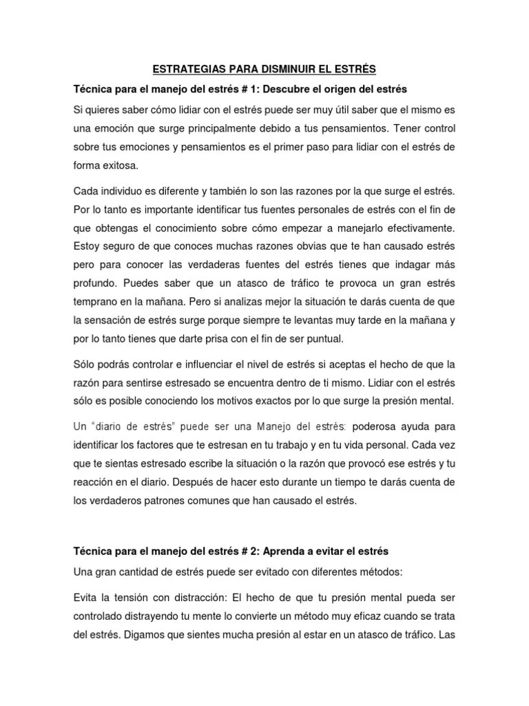 Estrategias Para Disminuir El Estrés | PDF | Estrés (biología) | Ira