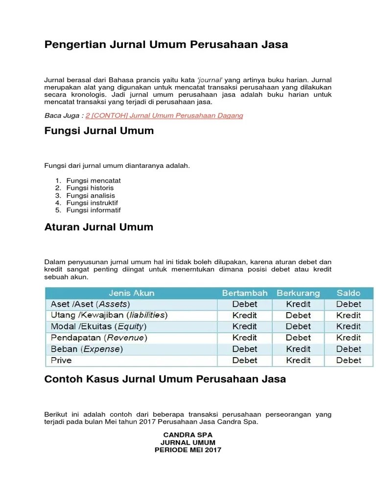 Pengertian Jurnal Umum Perusahaan Jasa | PDF