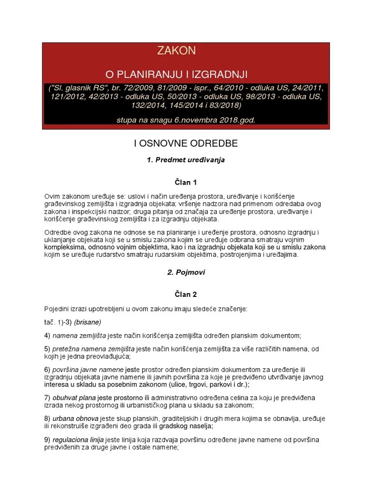 Zakon O Planiranju I Izgradni 2018 PDF | PDF