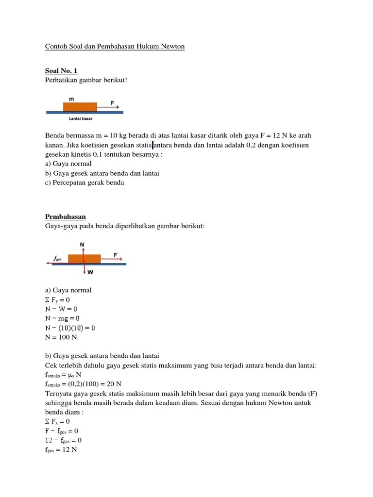 Contoh Soal Hukum Newton 3 