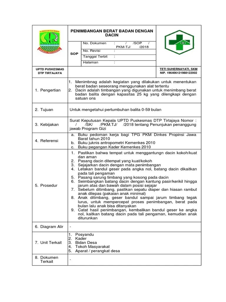 SOP Penimbangan BB Dengan Dacin | PDF