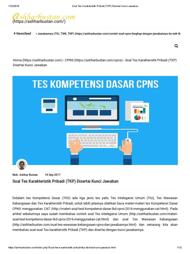 Kumpulan Soal Tes Cpns 2018 Beserta Kunci Jawaban Kunci Cute766