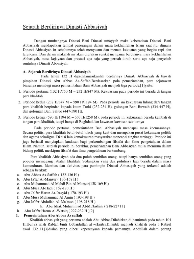 Sejarah Berdirinya Dinasti Abbasiyah | PDF