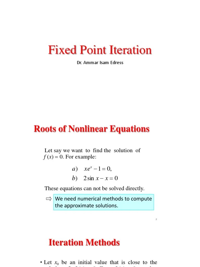 Fixed Point Iteration Method Explained Pdf Numerical Analysis