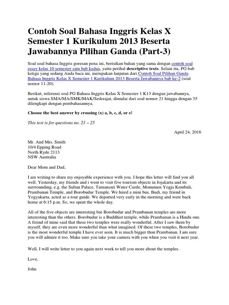 Surat pribadi adalah salah satu contoh . Contoh 10 Soal Letter Beserta Jawabannya File Ini
