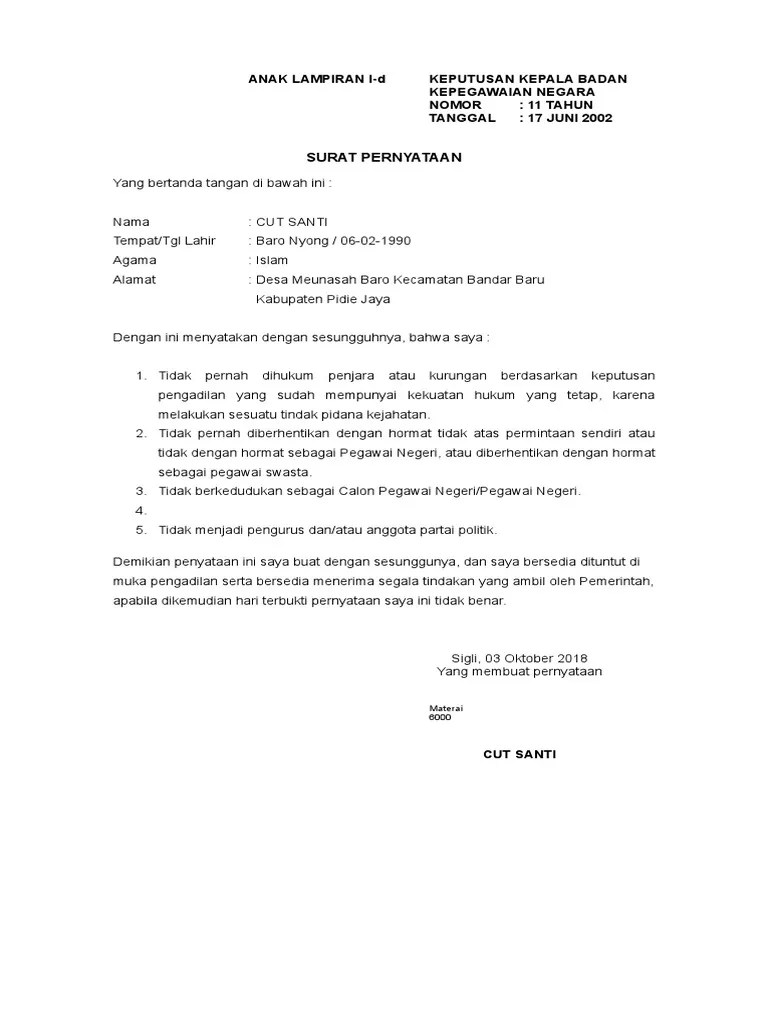 Surat Pernyataan Pidie | PDF