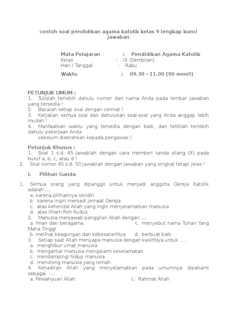 Kisi kisi usbn sdlb tahun 2018 atau tahun pelajaran 2017 2018 kurikulum matematika kelas 4 matematika kelas 5. Soal Agama Katolik Sma Dan Kunci Jawaban Revisi 2021 Soal Try Out Agama Katolik Kelas 6 Guru Paud Berkembangnya Agama Kristen Dan Katolik Di Maluku Yang Disebarkan Oleh Fransiscus Xaverius 3 Id Aplikasi