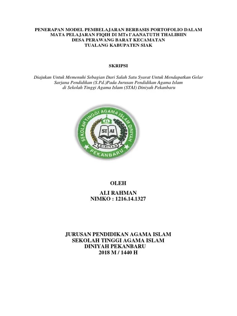 Pendidikan keagamaan islam pada pasal 1 ayat 10 . Cover Skripsi Pdf