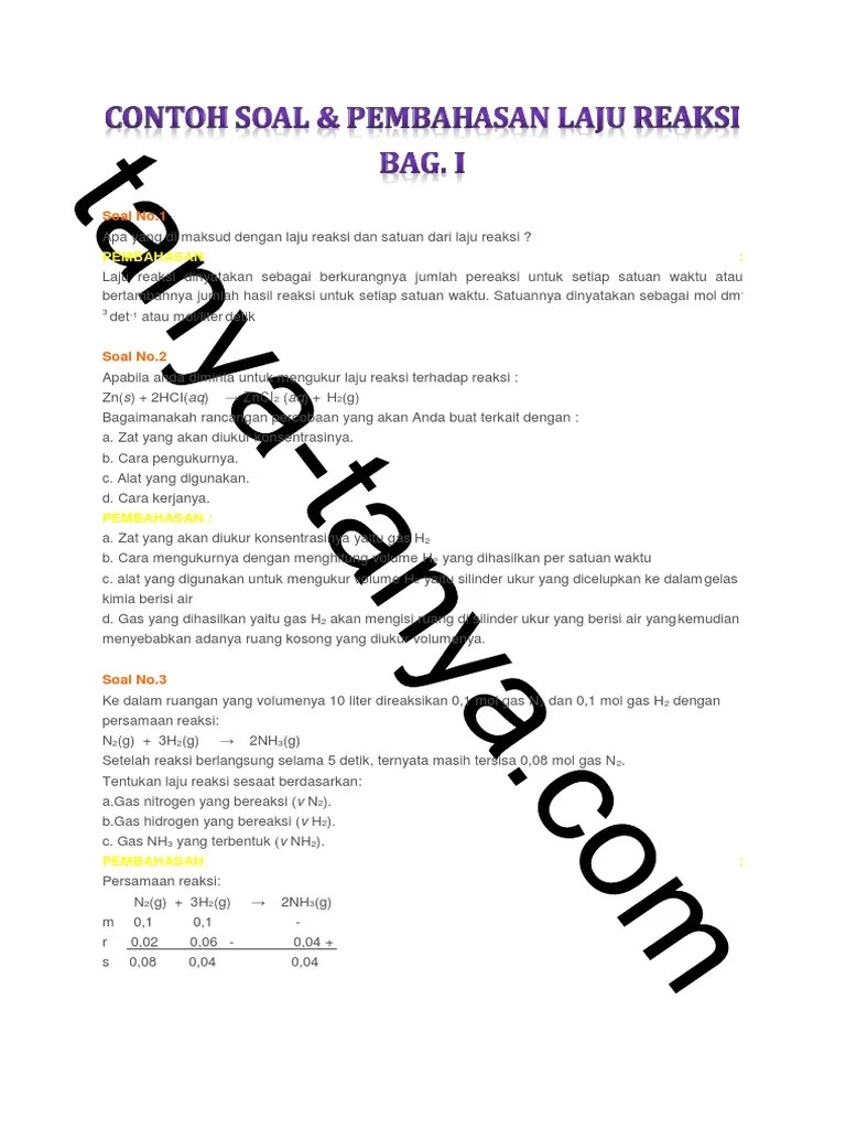 Contoh Soal Laju Reaksi | PDF