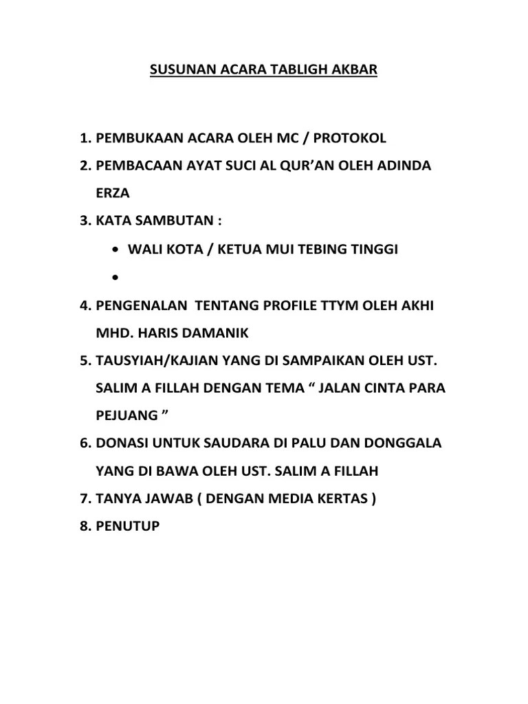 Susunan Acara Tabligh Akbar | PDF