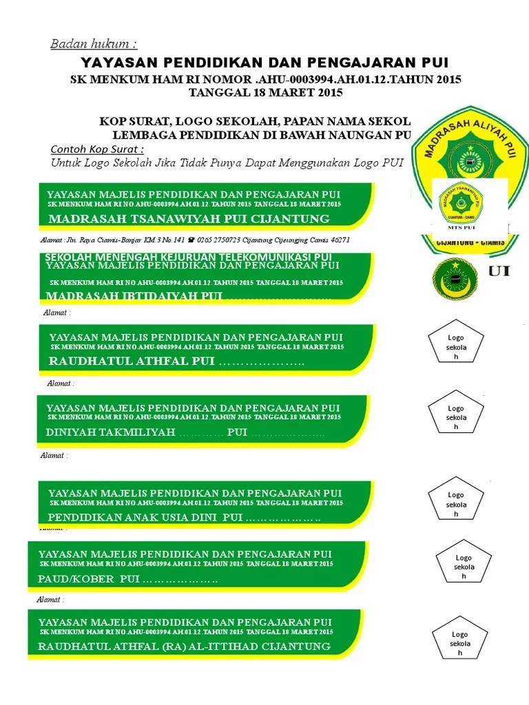 Pdf after ahok the islamist agenda in indonesia. Contoh Kop Surat Lembaga Pendidikan Ympp Pui Husus Lembaga Pui Pdf