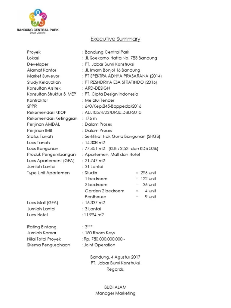 Secara substansial executive summary rencana tata bangunan dan lingkungan (rtbl). Executive Bcp Pdf