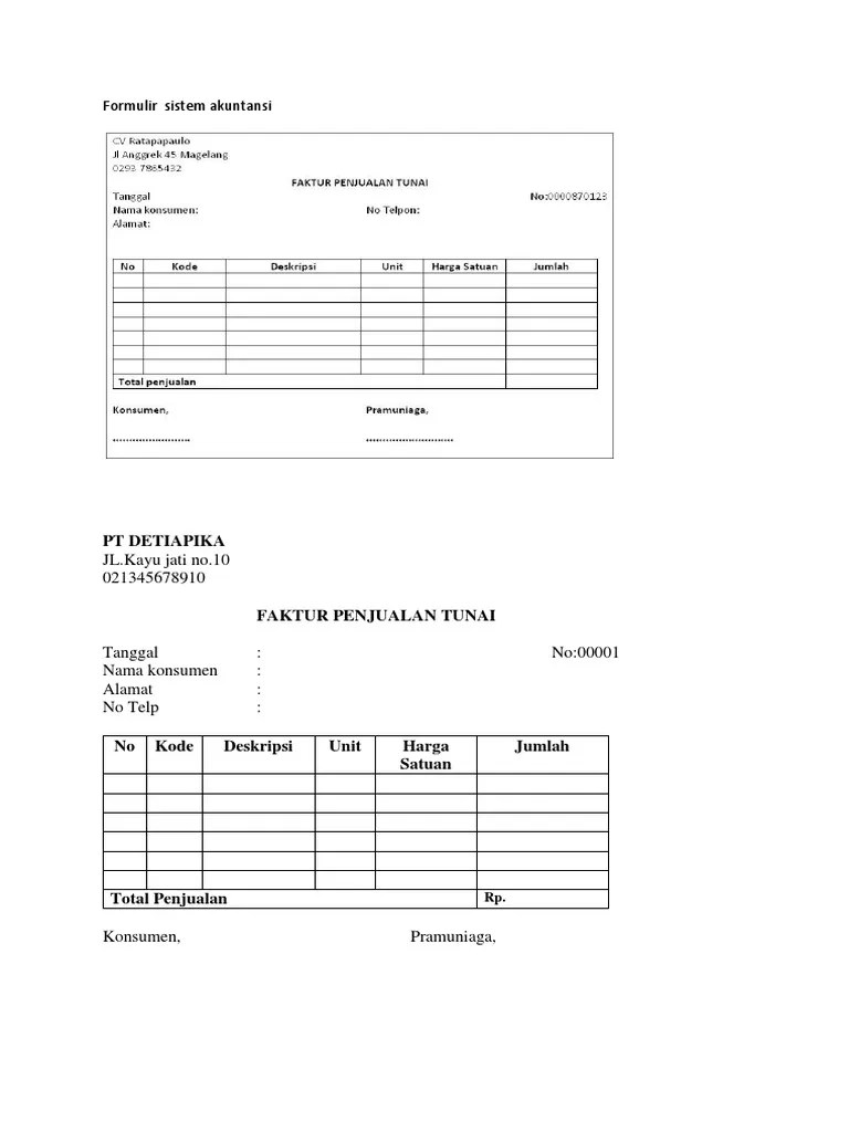 Formulir disebut juga sebagai dokumen karena dengan formulir ini . Formulir Sistem Akuntansi Pdf