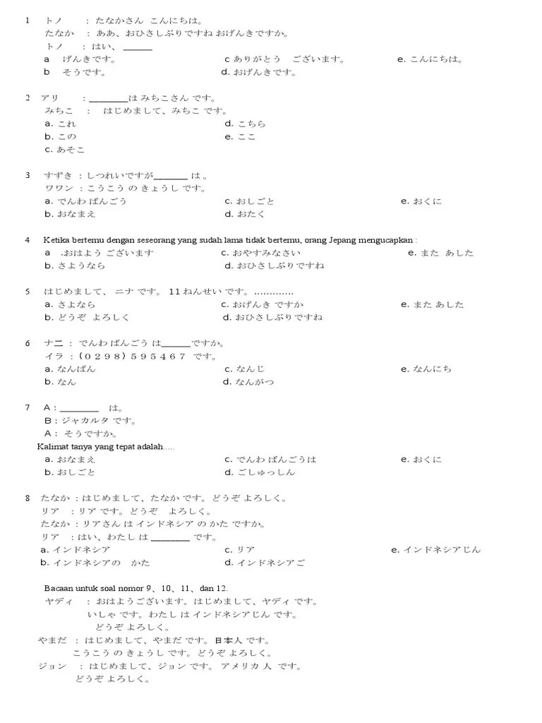 Soal Bahasa Jepang | PDF