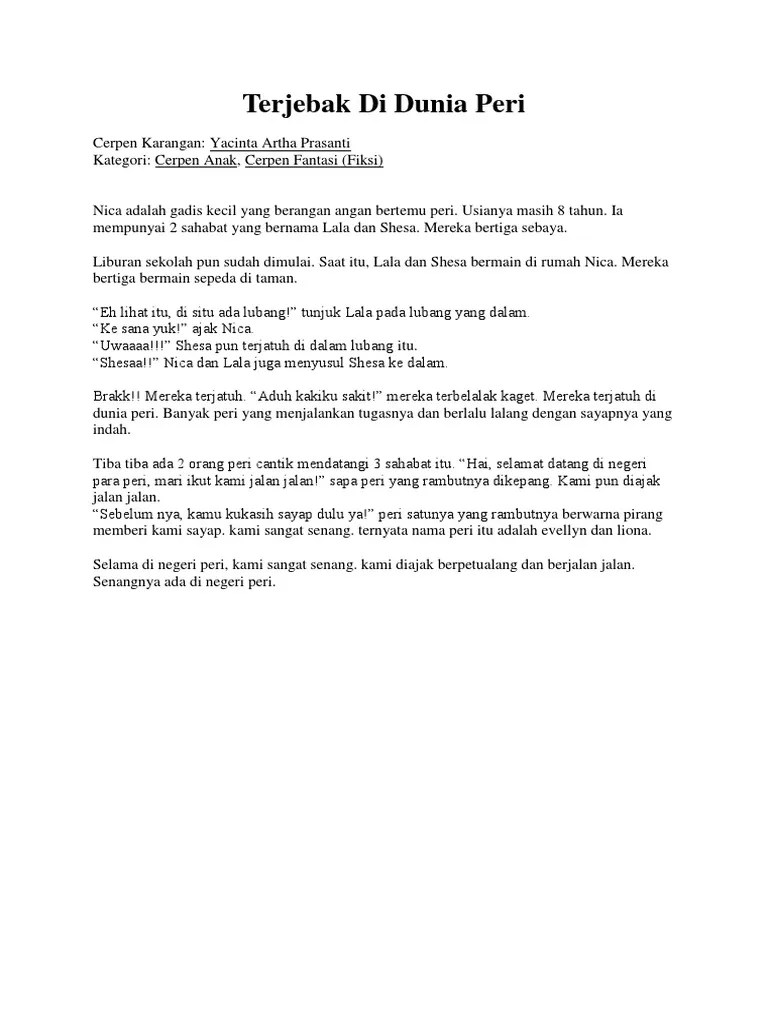 Bahasa indonesia kelas 7 | cara membuat teks cerita fantasi. Terjebak Di Dunia Peri Pdf