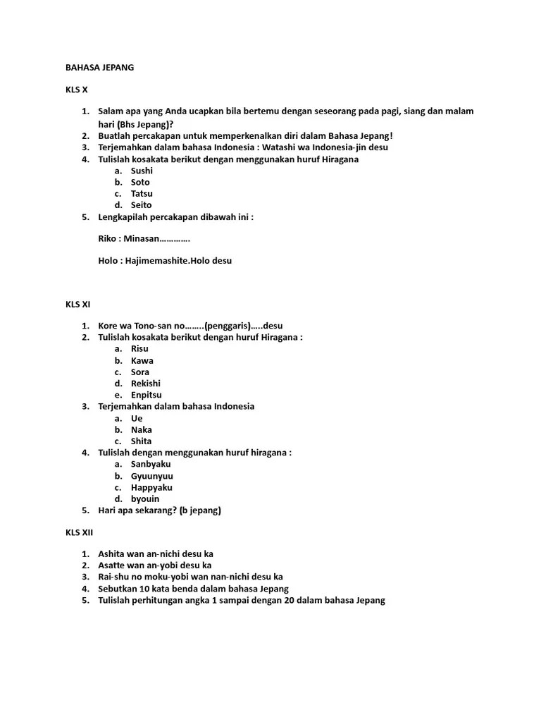 Bahasa Jepang Nkpi | PDF