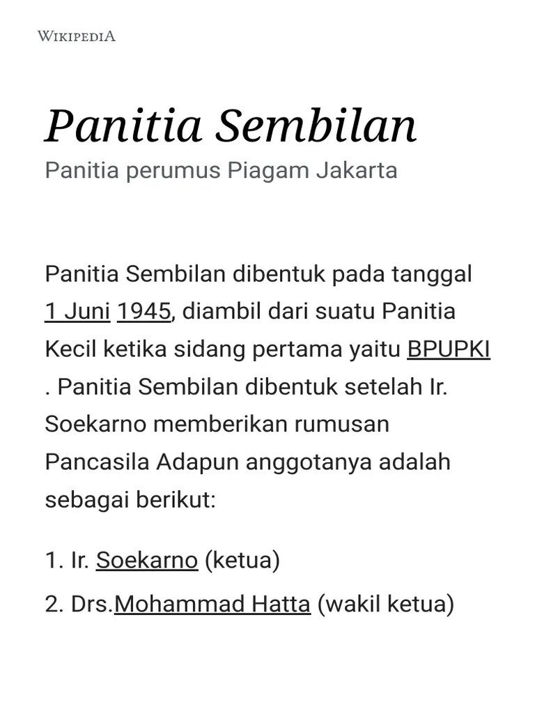Panitia Sembilan - Wikipedia Bahasa Indonesia, Ensiklopedia Bebas | PDF