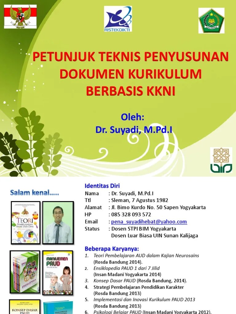 Materi 2a. Dr. Suyadi. Petunjuk Teknis Menyusun Kurikulum PTKI Merujuk KKNI  | PDF
