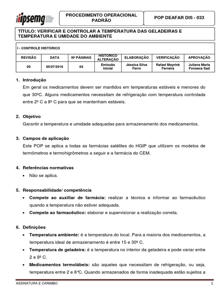 Pop Verificar E Controlar A Temperatura Das Geladeiras E Do Ambiente ...
