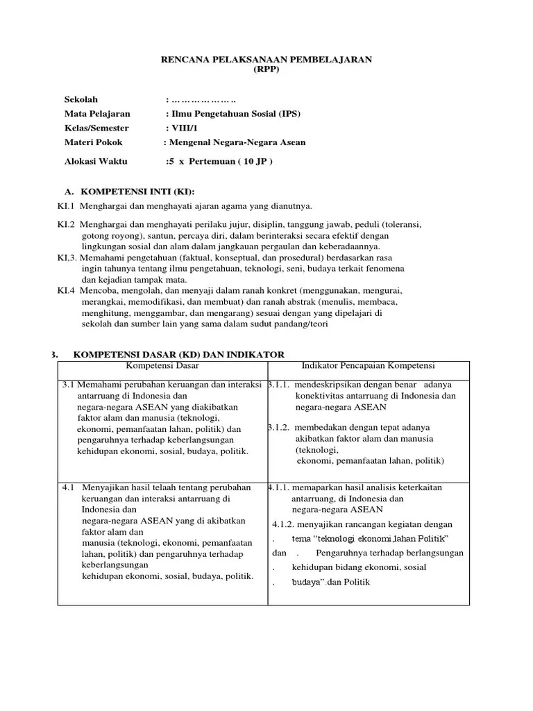 Pada bagian pertama, materi akan dijabarkan melalui . Rpp 1 Mengenal Negara Negara Asean Pdf
