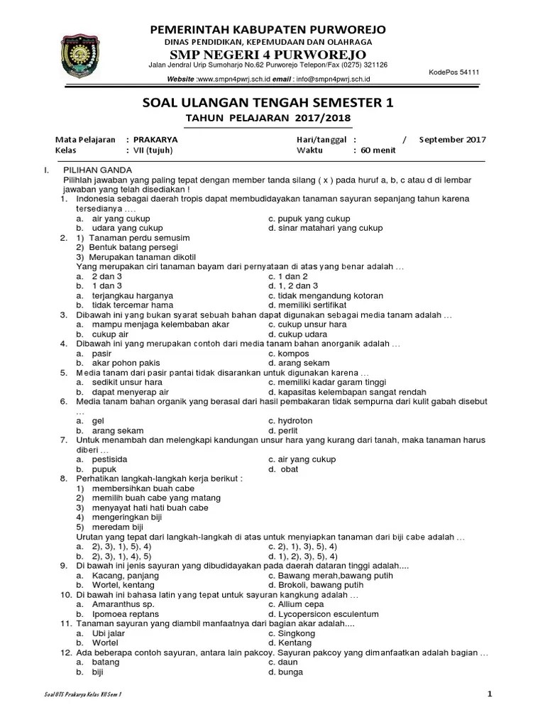 Soal Uas Semester1 Kls 7 Bahasa Bali 2017