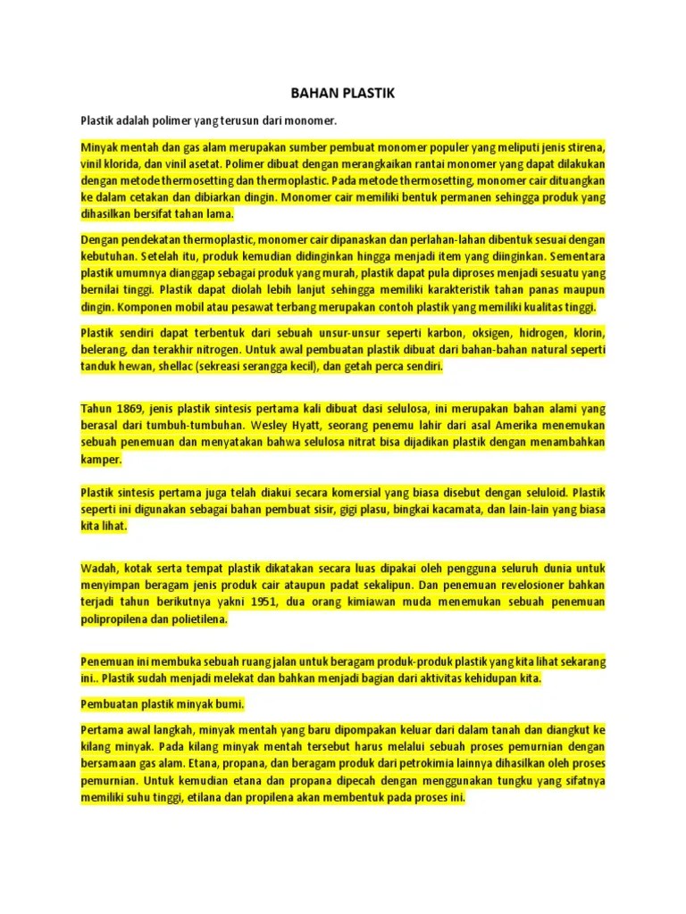 Materi Bahan Plastik | PDF
