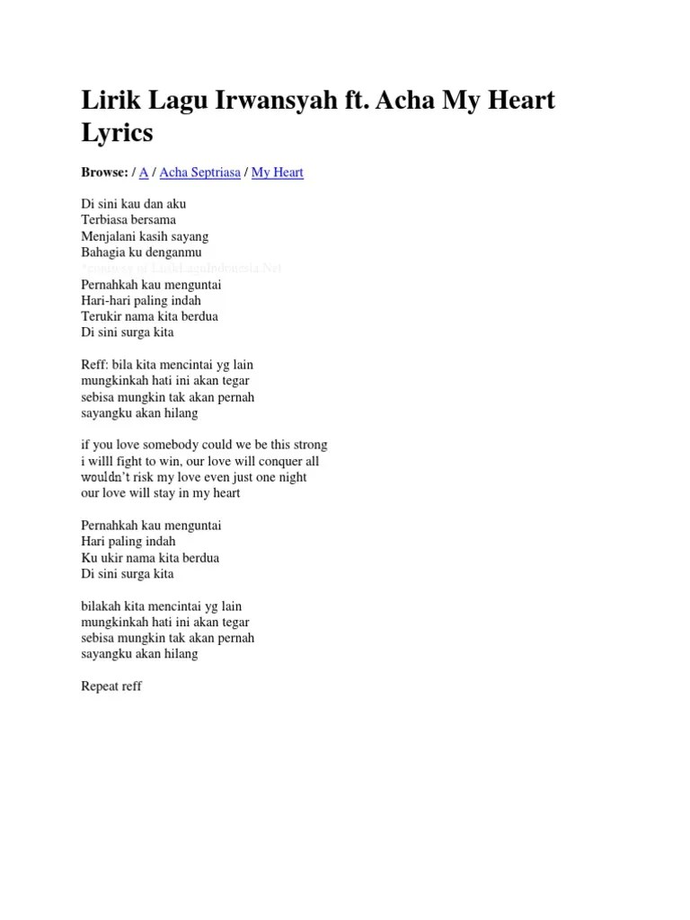 Lirik Lagu Irwansyah FT | PDF