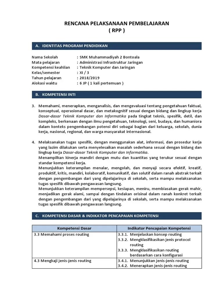 Contoh Rpp Administrasi Infrastruktur Jaringan 2021