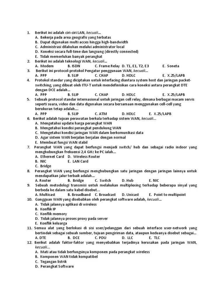 Materi Tekniklayanan Jaringan Dan Soal