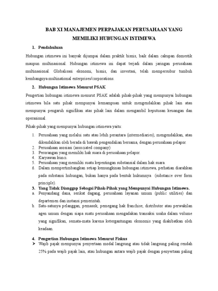 Memahami Hubungan Istimewa Atas Transaksi Dalam Suatu Usaha Atau Pekerjaan Ortax Your Center Of Excellence In Taxation Juga menjabat sebagai Direktur Utama di Perusahaan C.