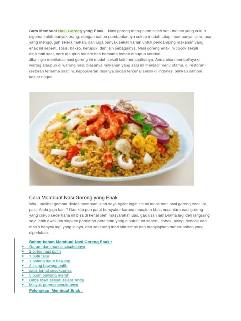 3 Contoh Teks Prosedur Cara Membuat Nasi Goreng Koirudin Blog 