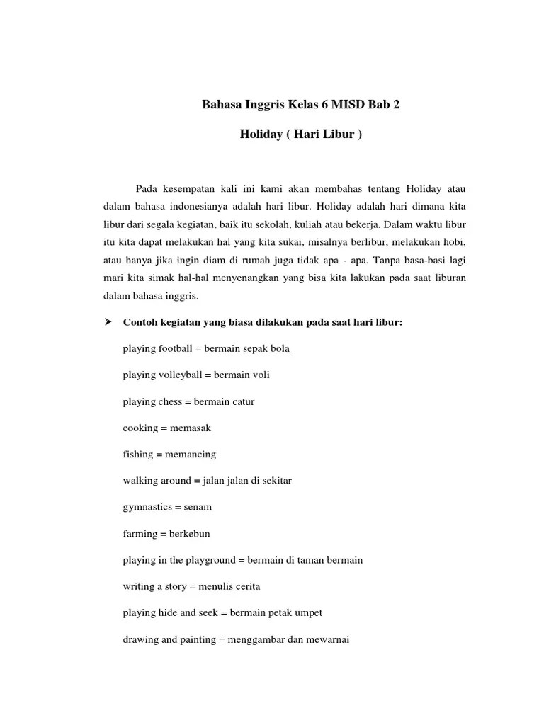 Contoh Teks Liburan Dalam Bahasa Inggris Berbagi Teks Penting Cute766