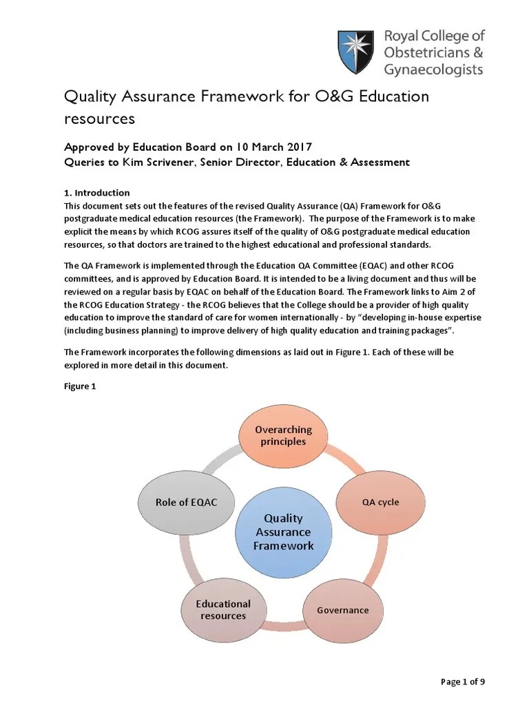 Quality Assurance Framework | PDF | Quality Assurance | Curriculum