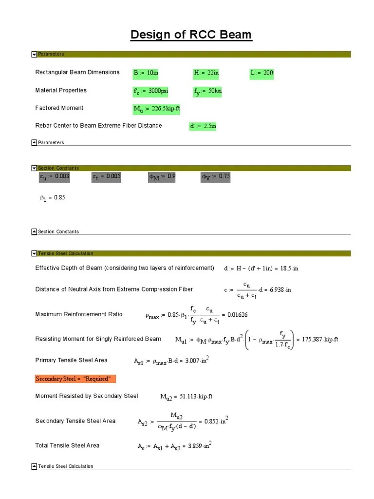 Design Of A Reinforced Concrete Beam: Calculating Tensile And ...