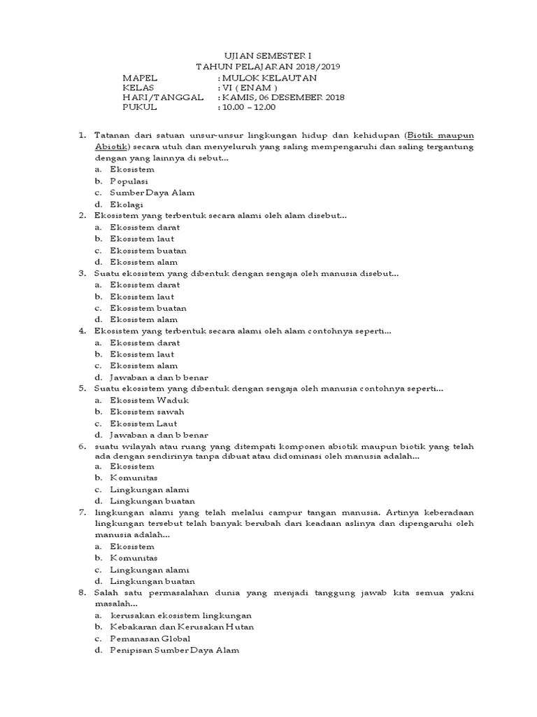 Muatan positif muatan negatif + + d. Soal Semseter Mulok Kelautan