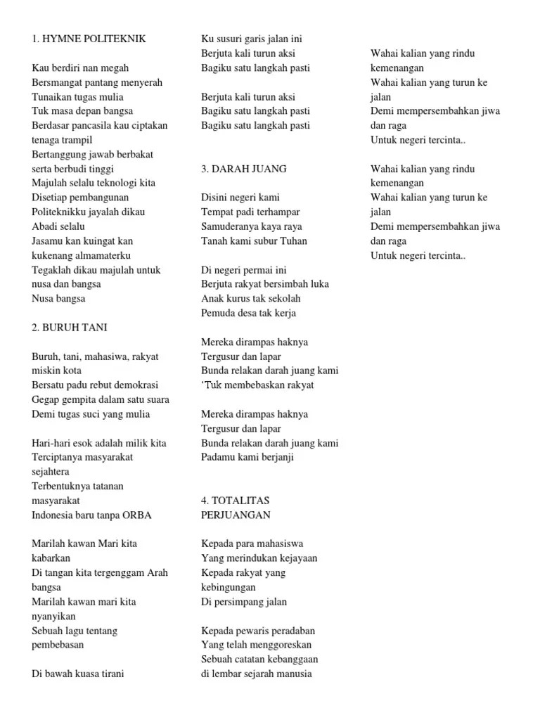 Lirik Lagu Mahasiswa | PDF