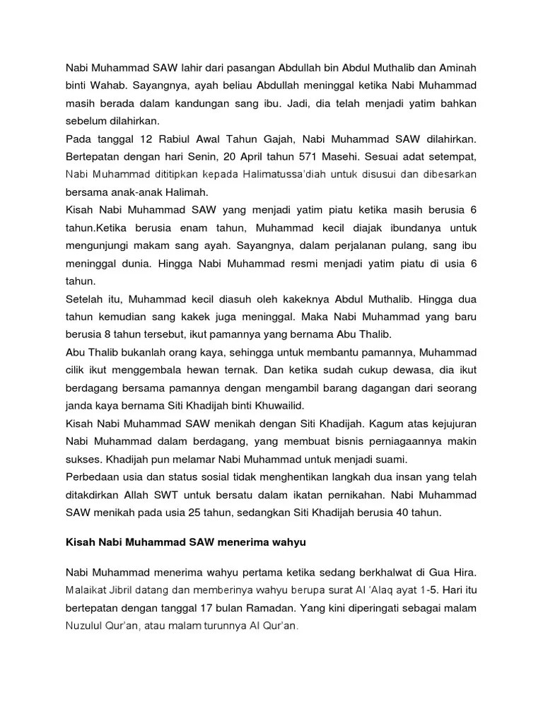Kisah nabi muhammad saw rasulullah saw ramadan kisah penting . Kisah Nabi Muhammad Saw Pdf
