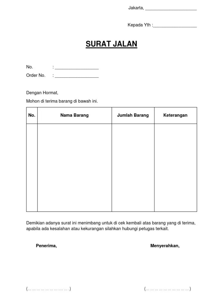 Contoh Surat Jalan Tinggal Edit Serbabisnis 