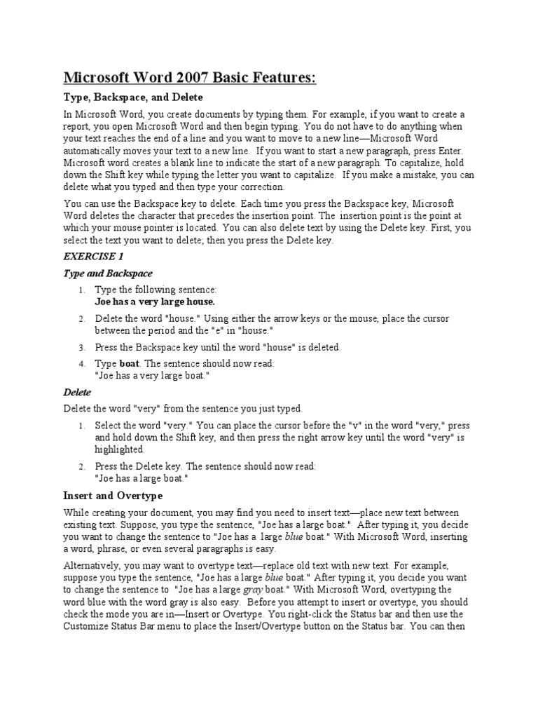 Microsoft Word Basic Features | PDF | Microsoft Word | Paragraph