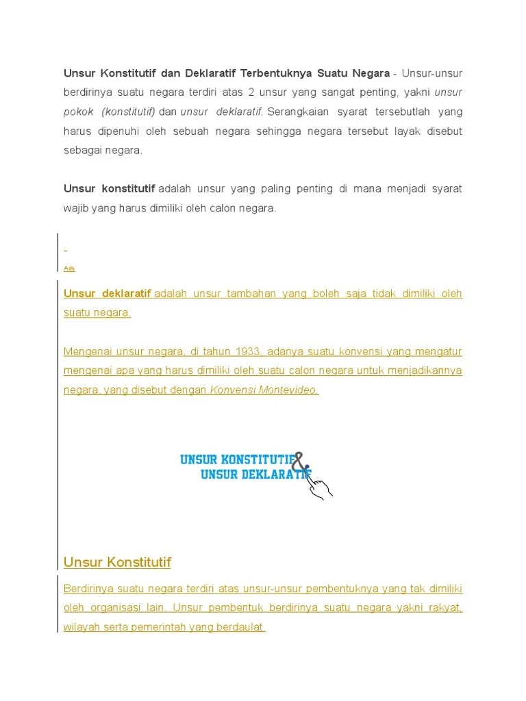 Unsur Konstitutif Dan Deklaratif Terbentuknya Suatu Negara | PDF
