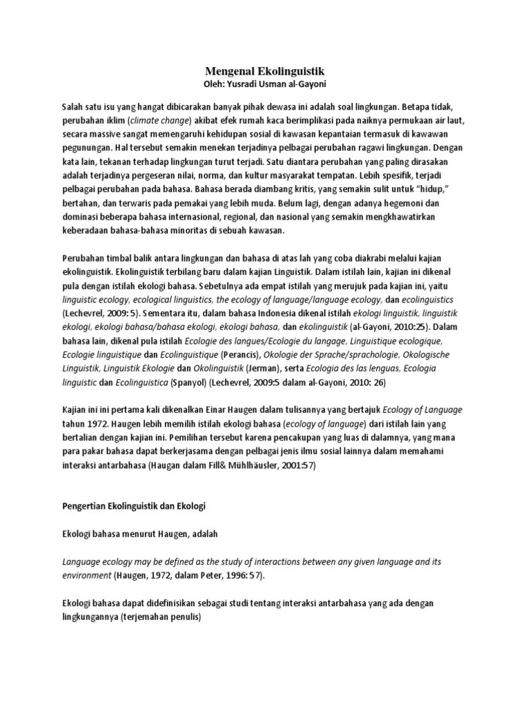 More specifically, linguistic anthropology focuses on the cultural . Ecolinguistic Thheoryyy Pdf Evolusi Sosiokultural Linguistik