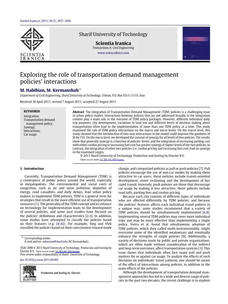 Transportation Demand Manajement | PDF | Public Transport | Pricing