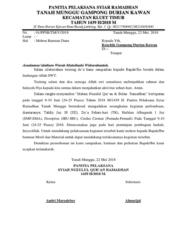 Contoh Proposal Kegiatan Nuzulul Quran Pdf 
