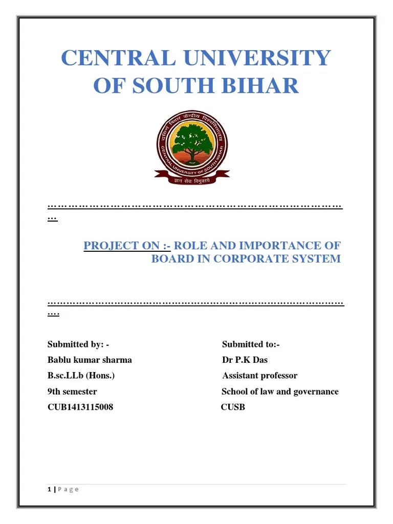 Role And Importance Of Board In Corporate System | PDF | Board Of ...