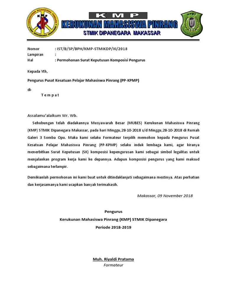 Nama profil lembaga yang mengeluarkan surat (sma suka. 01surat Permohonan Sk Pengurus Pdf